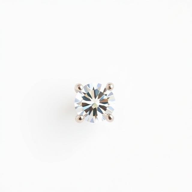 Round brilliant diamond stud earring in a four-prong white gold setting
