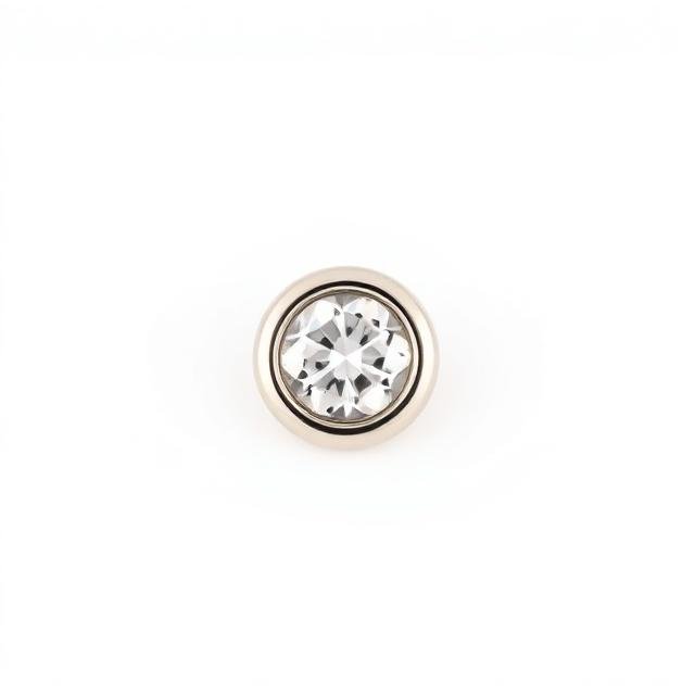 Round diamond stud earring in a smooth white gold bezel setting